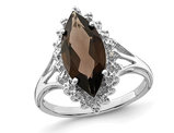 3.10 Carat (ctw) Smoky Quartz Marquise Ring in Sterling Silver